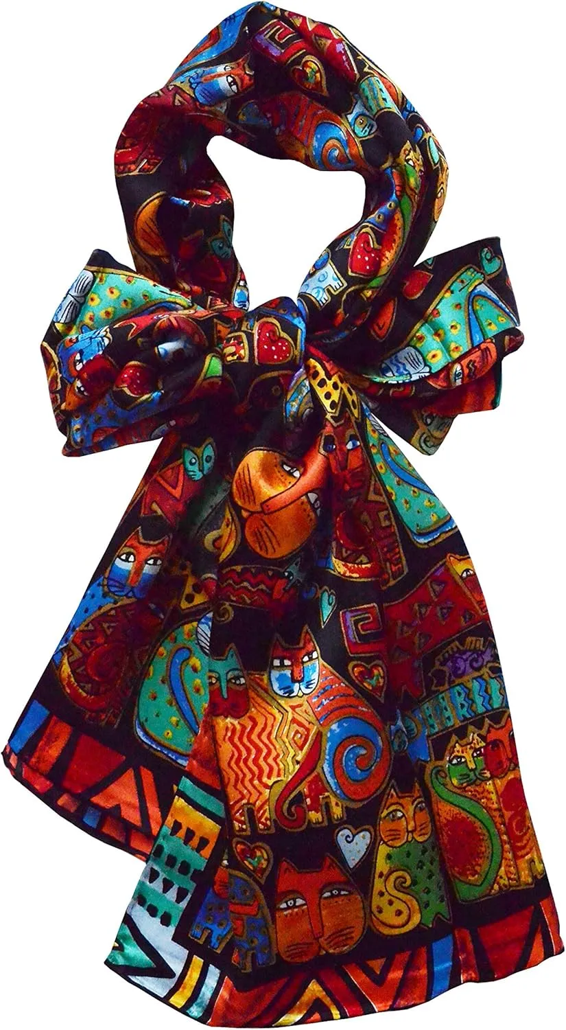 Van Gogh and Claude Monets Paintings, Fashion Silk Scarf Premium Shawl Wrap Art (Van Gogh - Starry Night)