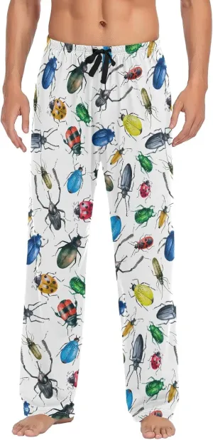 Watercolor Insect Beetle Pattern Men's Pajama Pants Sleepwear Lounge Pajama Bottoms