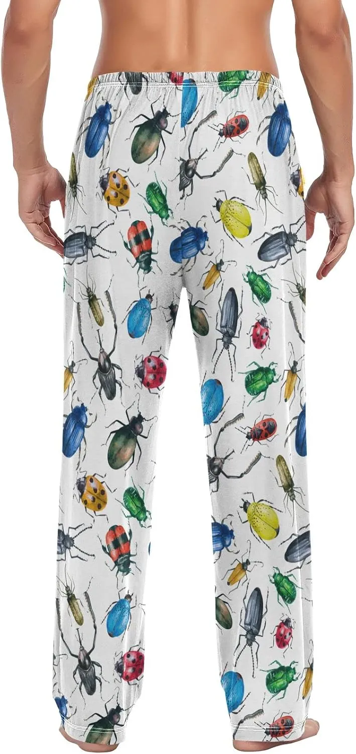 Watercolor Insect Beetle Pattern Men's Pajama Pants Sleepwear Lounge Pajama Bottoms