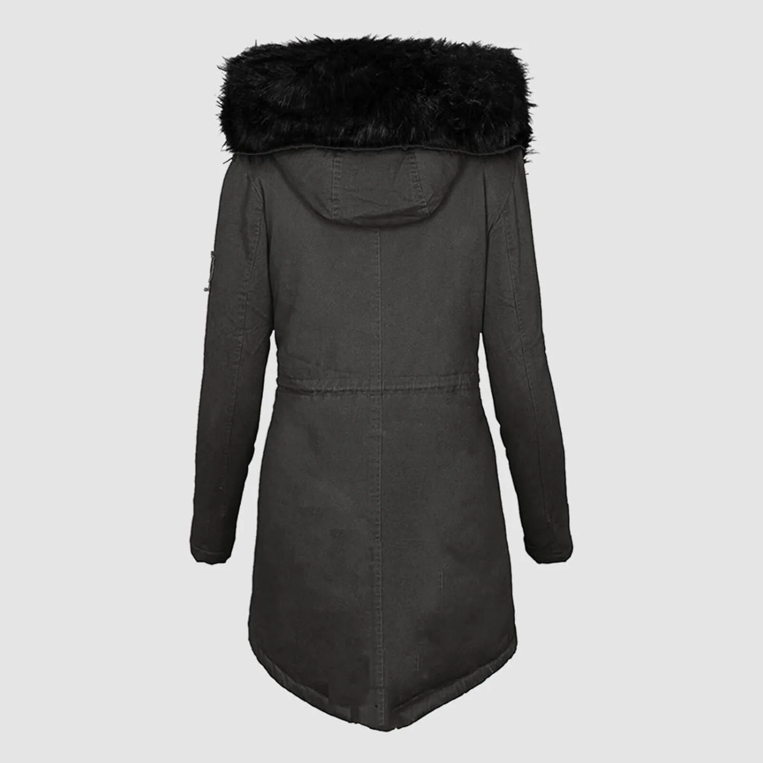 Winter Jacket for Women Fleece Puffer Lined Parka Drawstring Waterproof Coat Warm Hood Overcoat with Pockets