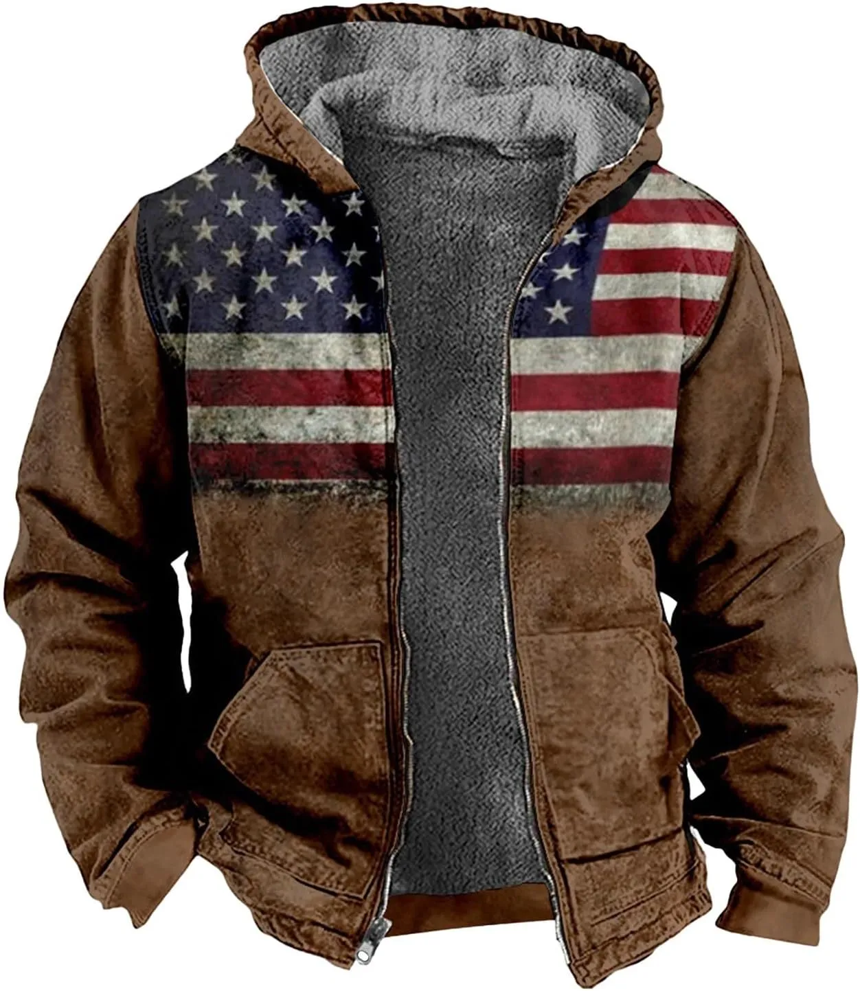 Winter Jackets for Men Heavyweight Sweatshirt Coat Hoodie Fleece Sherpa Lined Warm Jacket Zip Up Sweatshirt with Pockets