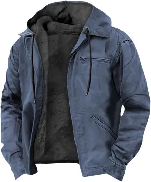 Winter Jackets for Men Heavyweight Sweatshirt Zip Up Sweatshirt Coat Fleece Sherpa Lined Warm Jacket Hoodie with Pockets
