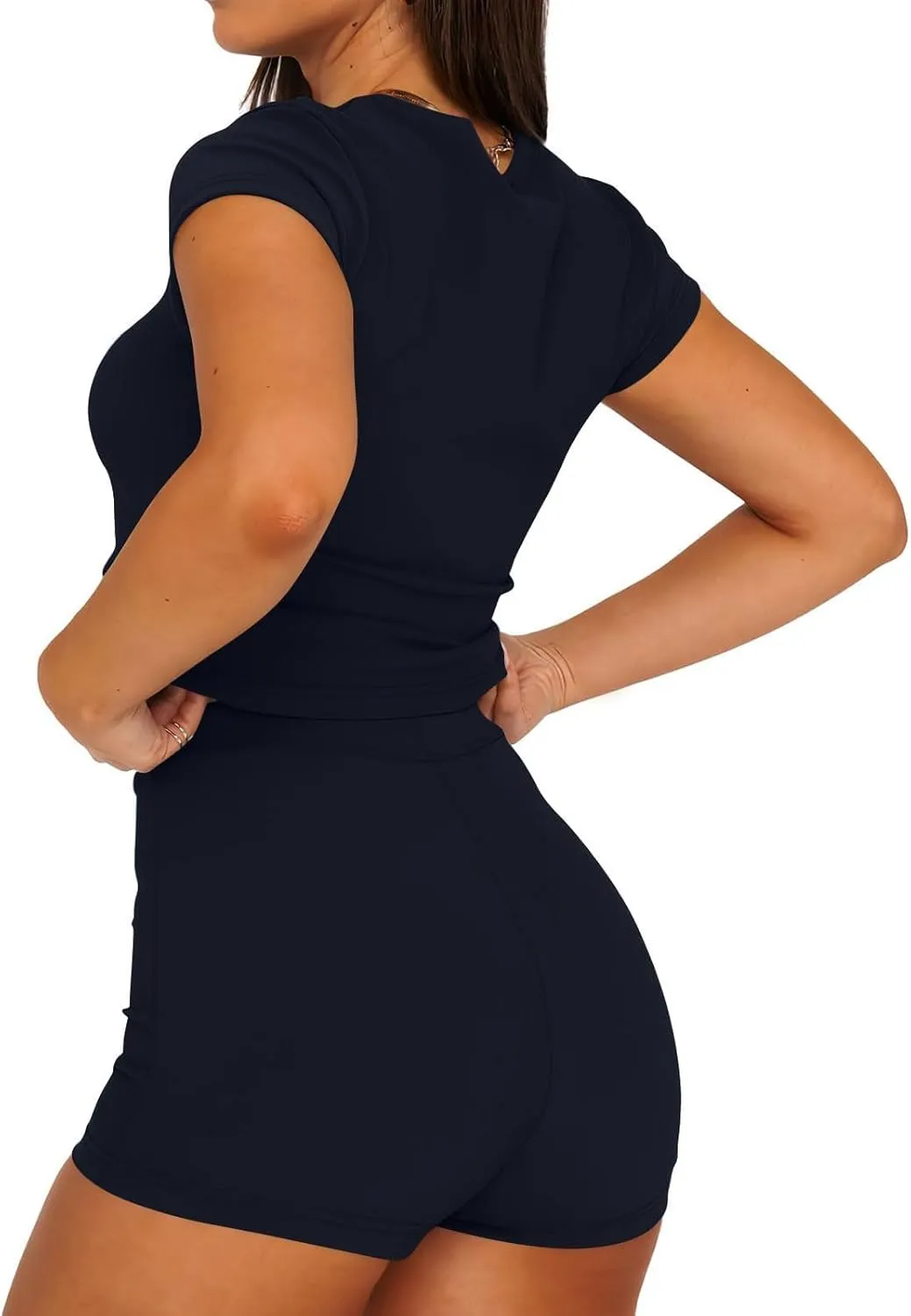 Women 2 Piece Sets Casual Slim Fit Workout Matching Short Lounge Set Fashion Summer Clothes Going Out Gym Outfits 2025
