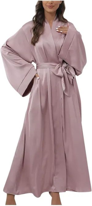 Women Belted Muslim Abaya Open Front Cardigan Maxi Dress Middle East Arab Dubai Islamic Robe Prayer Dress Gown