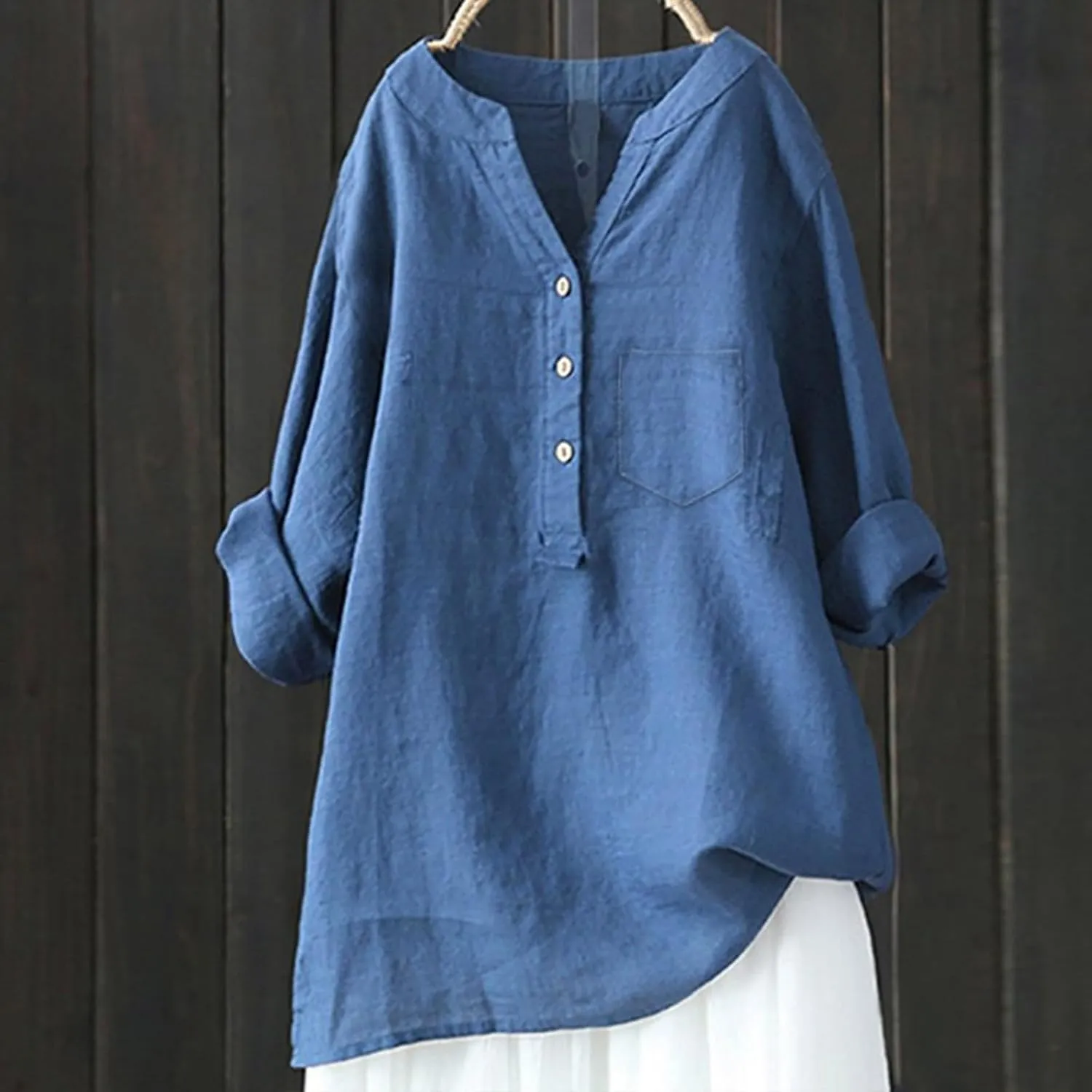 Women Button Up Shirt Plain Short Sleeve Linen Summer Casual Dress Blouse Tops Loose Tee Shirts