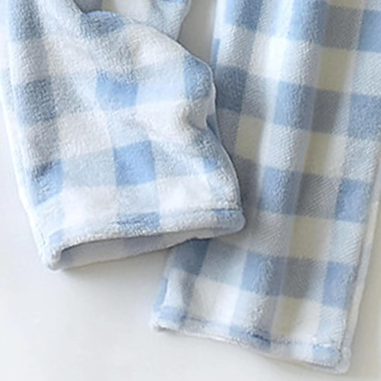 Women Plaid Fleece Pajama Pant Straight Leg Casual Elastic Waist Fluffy Home Trousers Winter Warm Trendy Plush Pants