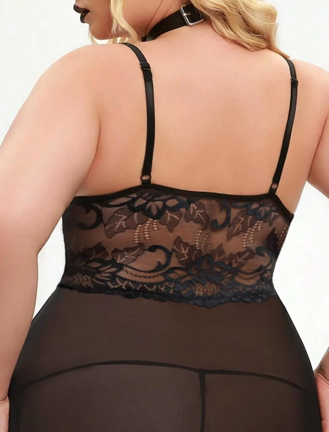 Women Plus Size Babydoll Lingerie Lace Chemise Mesh Sleepwear Strappy Sexy Nightgown Boudoir Outfit L-4XL
