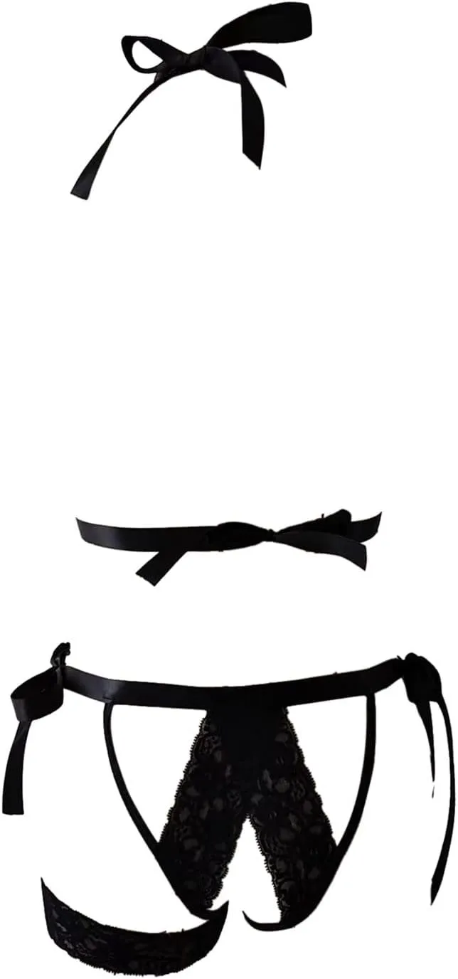Women Strappy Bra and Panty Set Sexy Bandage Mesh Underwear Lingerie Set Elastic Harness Cage Cup Straps Bralette Top