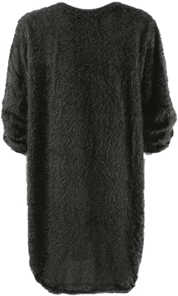 Women Sweater Dress Fuzzy Slouchy Oversized Long Sweaters Casual Loose Long Sleeve Crewneck Tunic Sweatshirt Dress