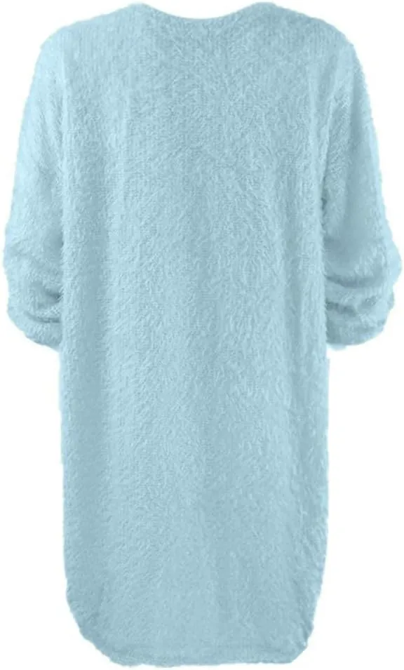 Women Sweater Dress Fuzzy Slouchy Oversized Long Sweaters Casual Loose Long Sleeve Crewneck Tunic Sweatshirt Dress
