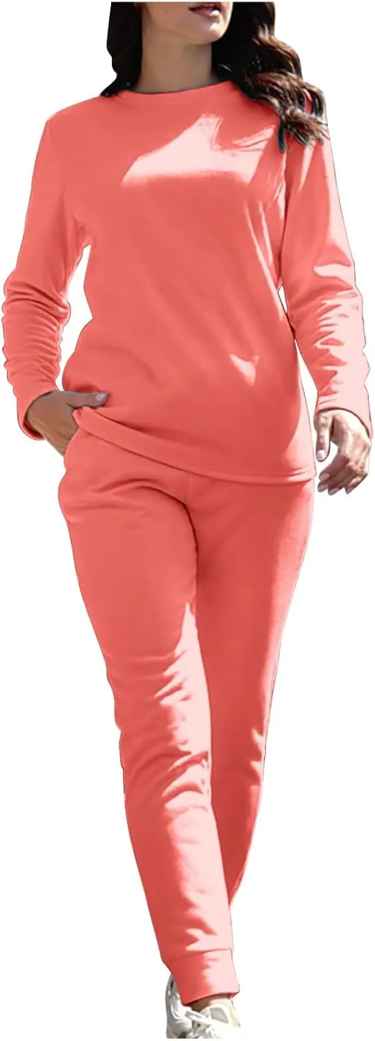 Womens 2 Piece Lounge Sets Fleece Lined Loungewear Pajama Set Fuzzy Sherpa Sweatshirt Jogger Pants Fall Sweatsuit Set