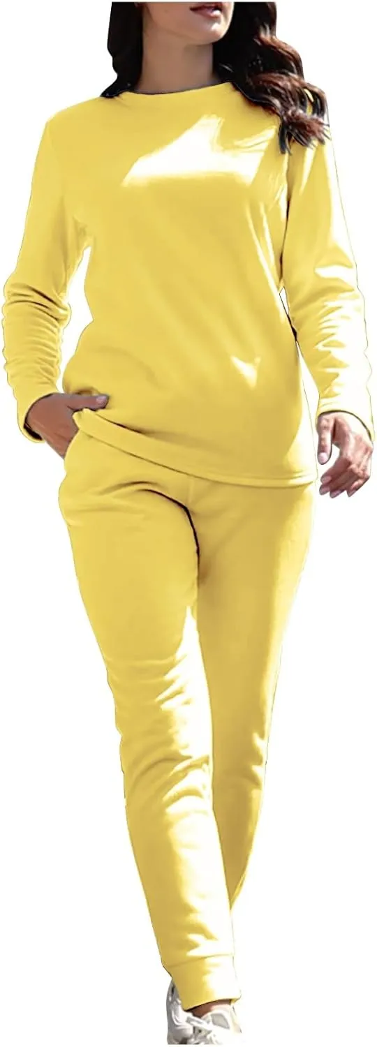 Womens 2 Piece Lounge Sets Fleece Lined Loungewear Pajama Set Fuzzy Sherpa Sweatshirt Jogger Pants Fall Sweatsuit Set