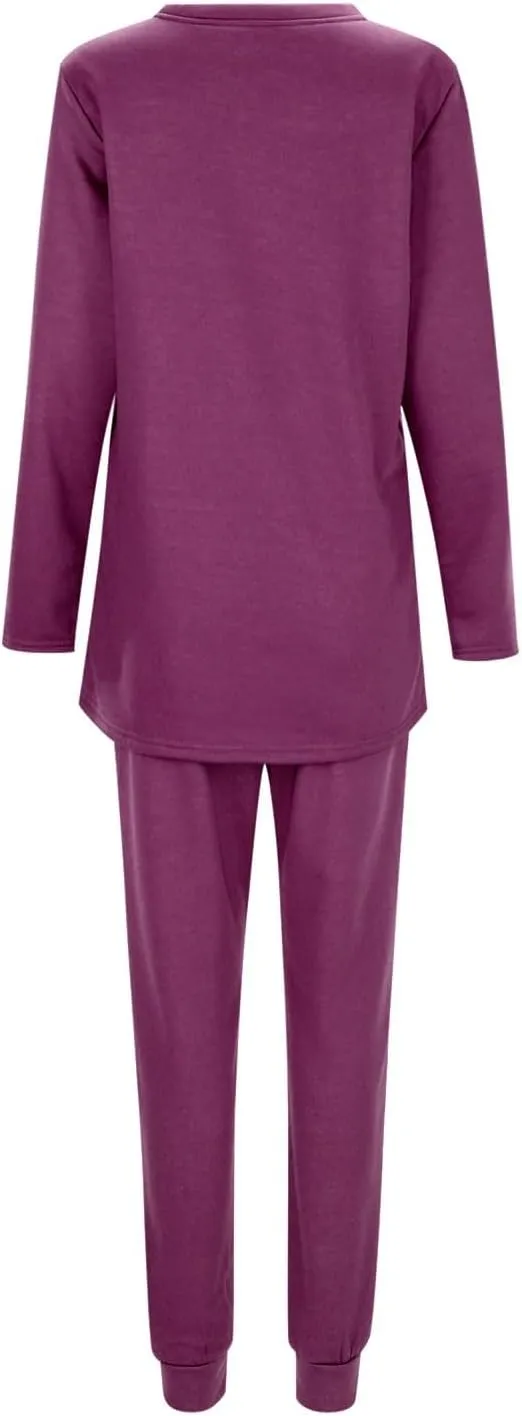 Womens 2 Piece Lounge Sets Fleece Lined Loungewear Pajama Set Fuzzy Sherpa Sweatshirt Jogger Pants Fall Sweatsuit Set