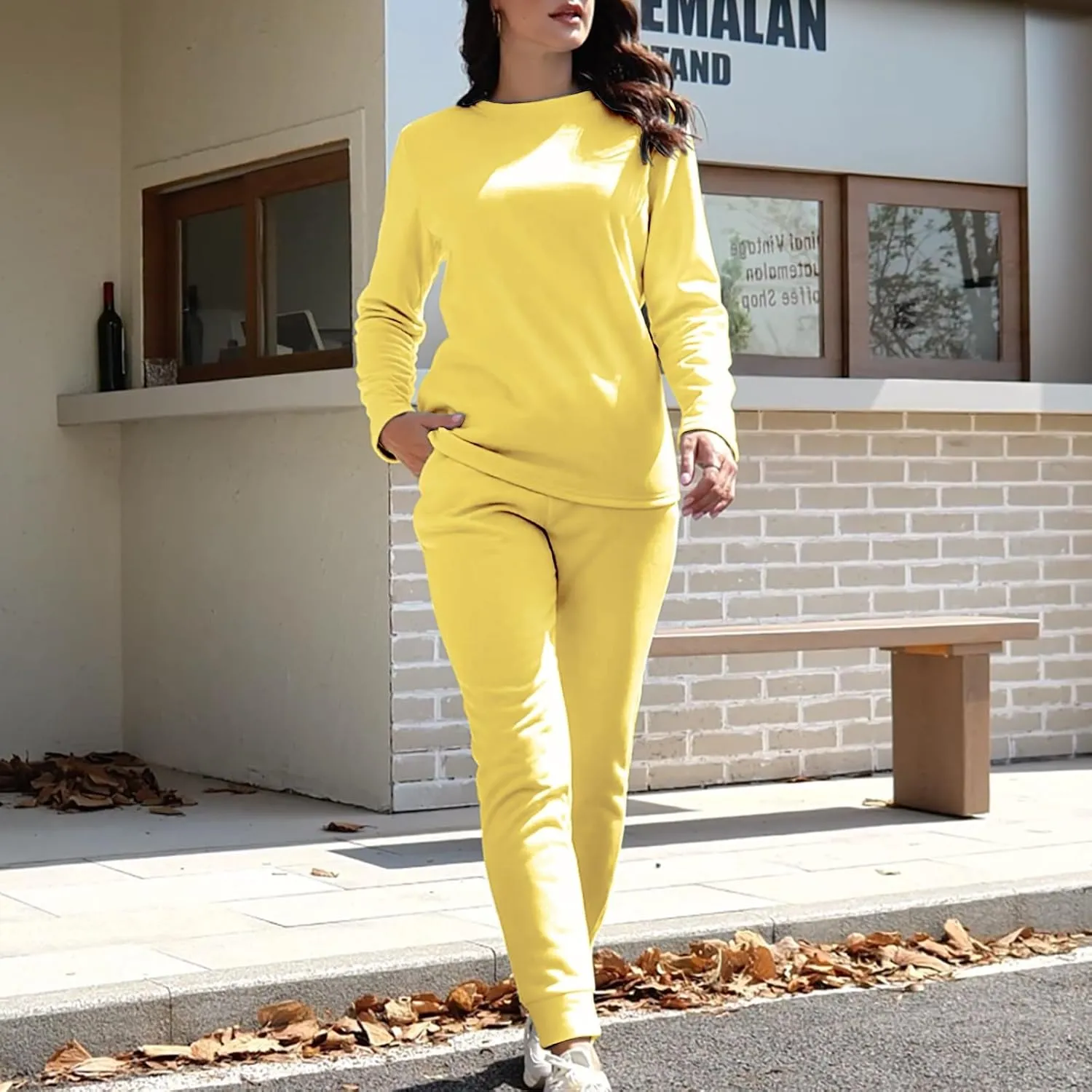 Womens 2 Piece Lounge Sets Fleece Lined Loungewear Pajama Set Fuzzy Sherpa Sweatshirt Jogger Pants Fall Sweatsuit Set