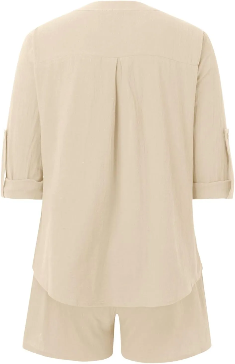 Women's 2 Piece Outfits V Neck Puff Sleeve Tops Short Set Lounge Matching Sets 2023 Trendy Beach Clothes with Belt