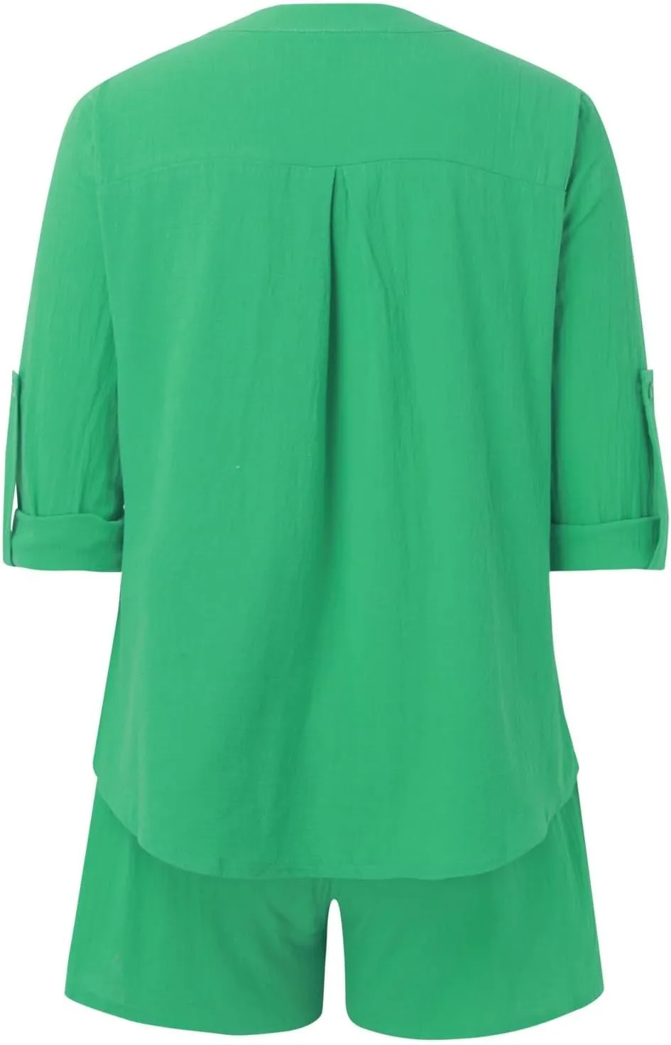 Women's 2 Piece Outfits V Neck Puff Sleeve Tops Short Set Lounge Matching Sets 2023 Trendy Beach Clothes with Belt
