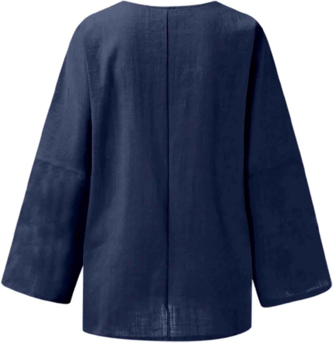 Womens Button Down Shirt V Neck Long Sleeve Cotton Linen Summer Casual 2025 Fashion Blouses Top Loose Fit Tops