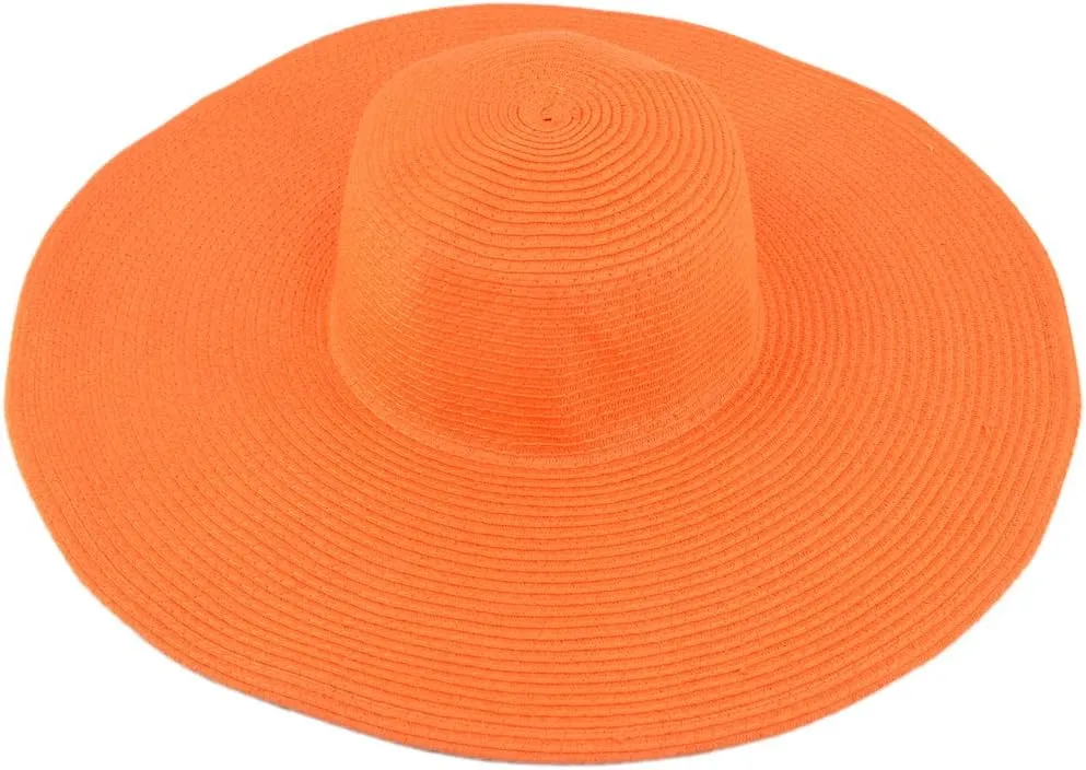 Women's Classic Solid Color Floppy Wide Brim Straw Beach Sun Hat - Diff Colors