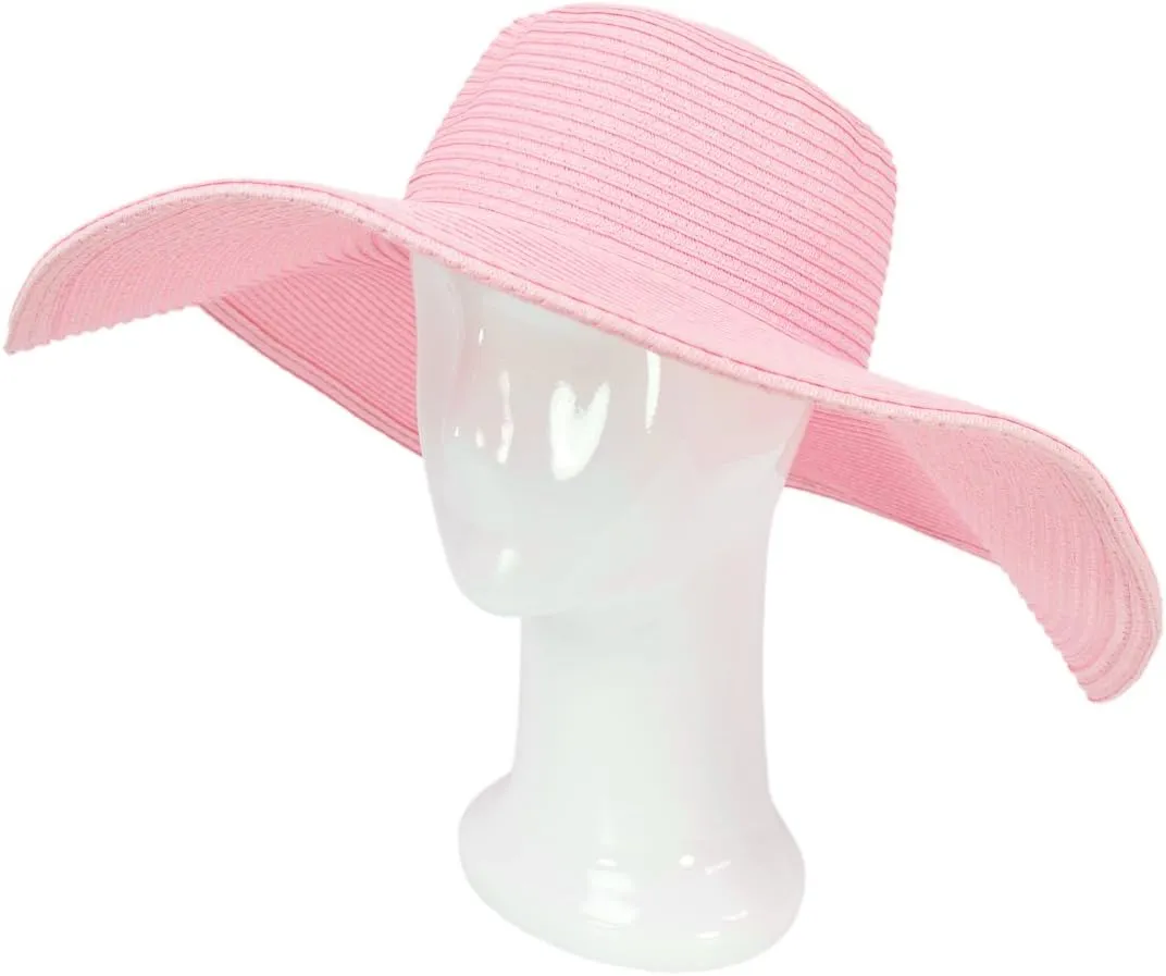 Women's Classic Solid Color Floppy Wide Brim Straw Beach Sun Hat - Diff Colors