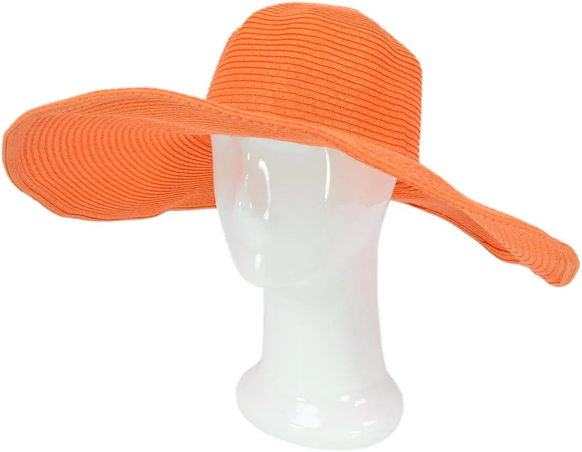 Women's Classic Solid Color Floppy Wide Brim Straw Beach Sun Hat - Diff Colors