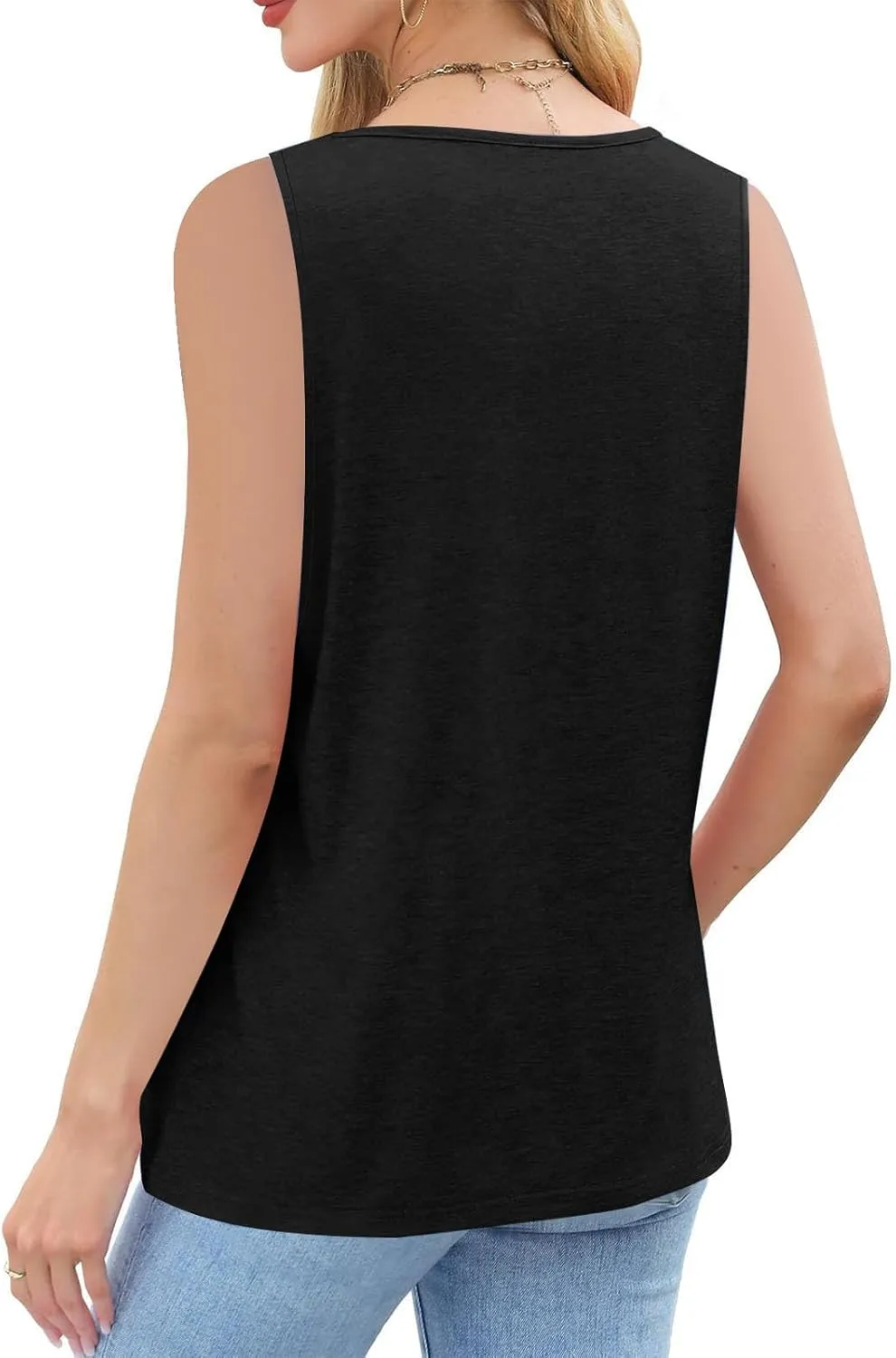 Womens Criss Cross V Neck Tank Tops Summer Sleeveless Tunic Shirts Casual Basic Tee Shirt Loose Fit Blouses