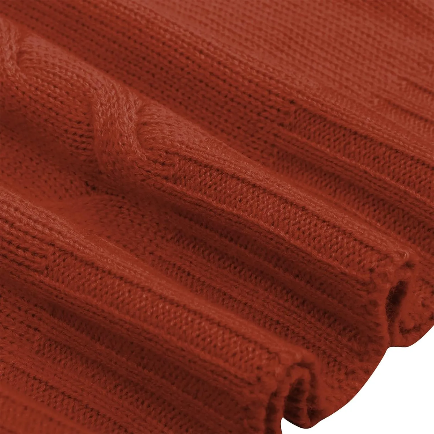 Women's Fall Long Sleeve Turtleneck Fashion Casual Jacquard Chunky Knitted Pullover Loose Oversized Sweater Jumper Tops