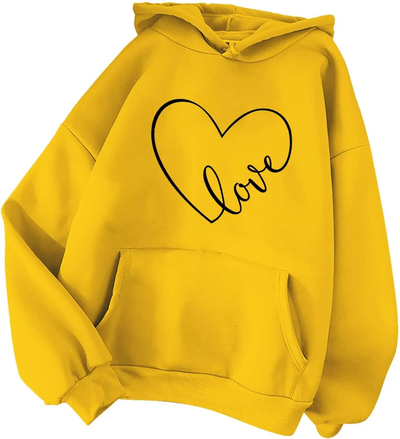 Women's Fashion Hoodies & Sweatshirts Long Sleeve Heart Graphic Tee Shirts Causal Drawstring Hoodies Vacation Outfits