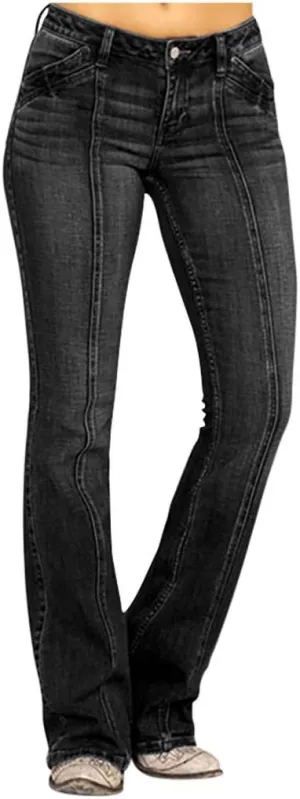 Womens Flare Jeans High Waisted Wide Leg Baggy Jeans Distressed Stretch Denim Pants Baggy Bell Bottom Jeans