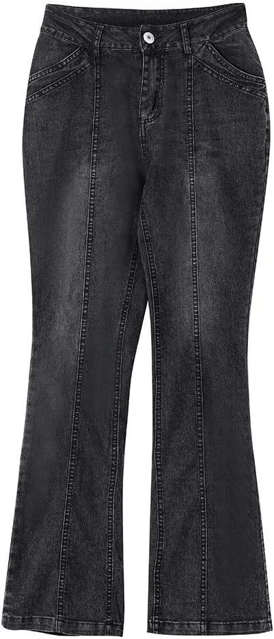 Womens Flare Jeans High Waisted Wide Leg Baggy Jeans Distressed Stretch Denim Pants Baggy Bell Bottom Jeans
