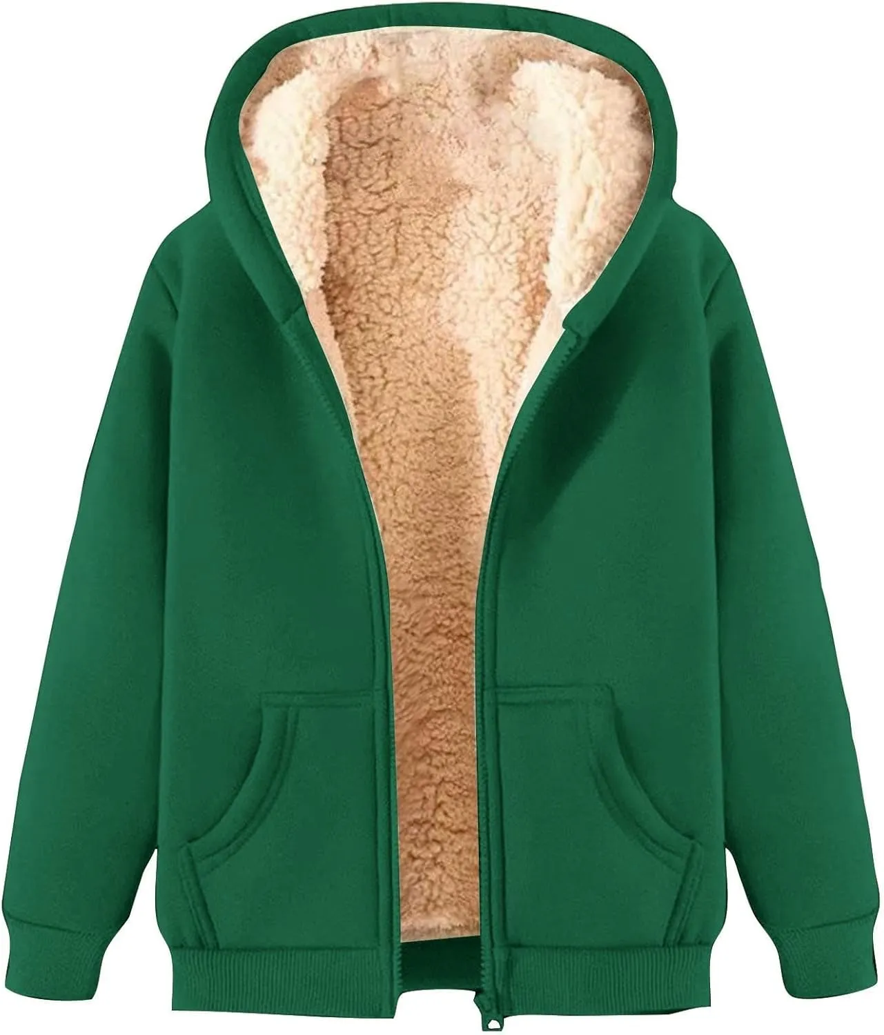 Women's Fleece Hoodie Zip Up Sherpa Lined Warm Winter Hooded Sweatshirt for Women with Pocket Fleece Jacket Women