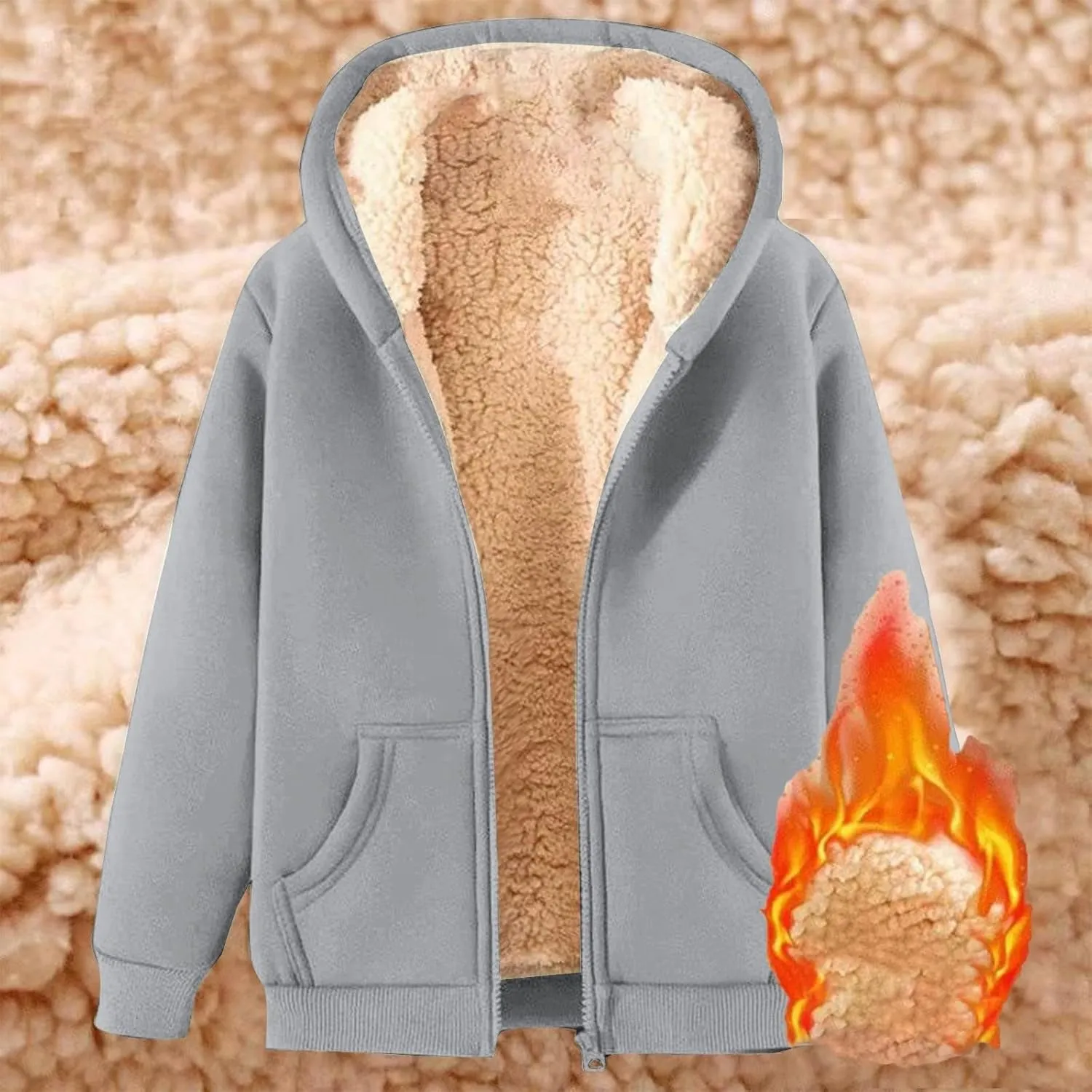 Women's Fleece Hoodie Zip Up Sherpa Lined Warm Winter Hooded Sweatshirt for Women with Pocket Fleece Jacket Women