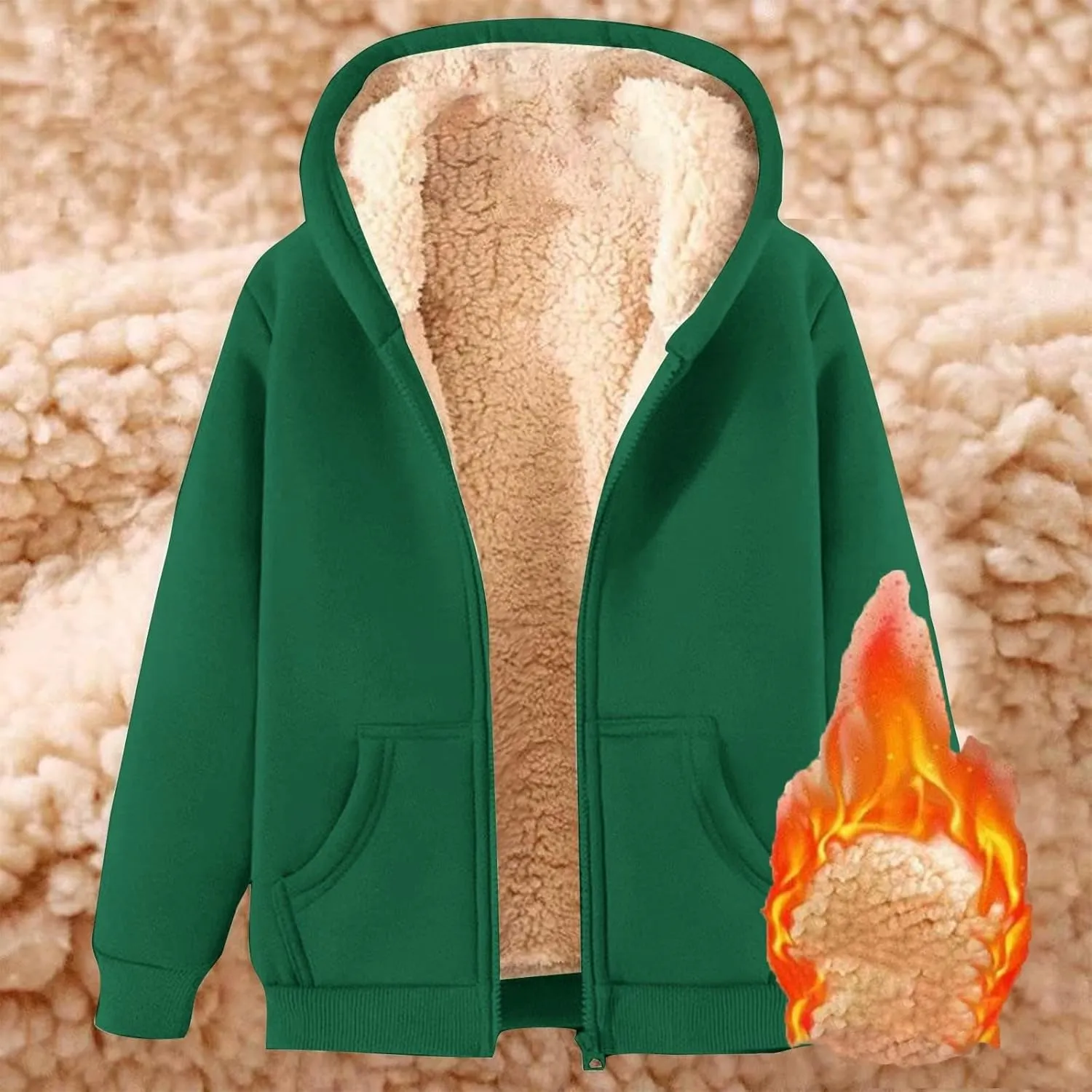 Women's Fleece Hoodie Zip Up Sherpa Lined Warm Winter Hooded Sweatshirt for Women with Pocket Fleece Jacket Women