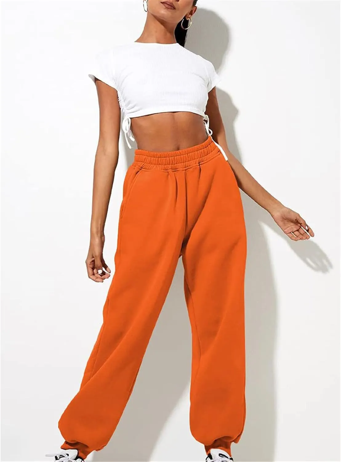 Womens Fleece Lined Sweatpants Women Printed Casual Pants Sports Closed Waist Elastic Waist Casual Loose Sweatpants