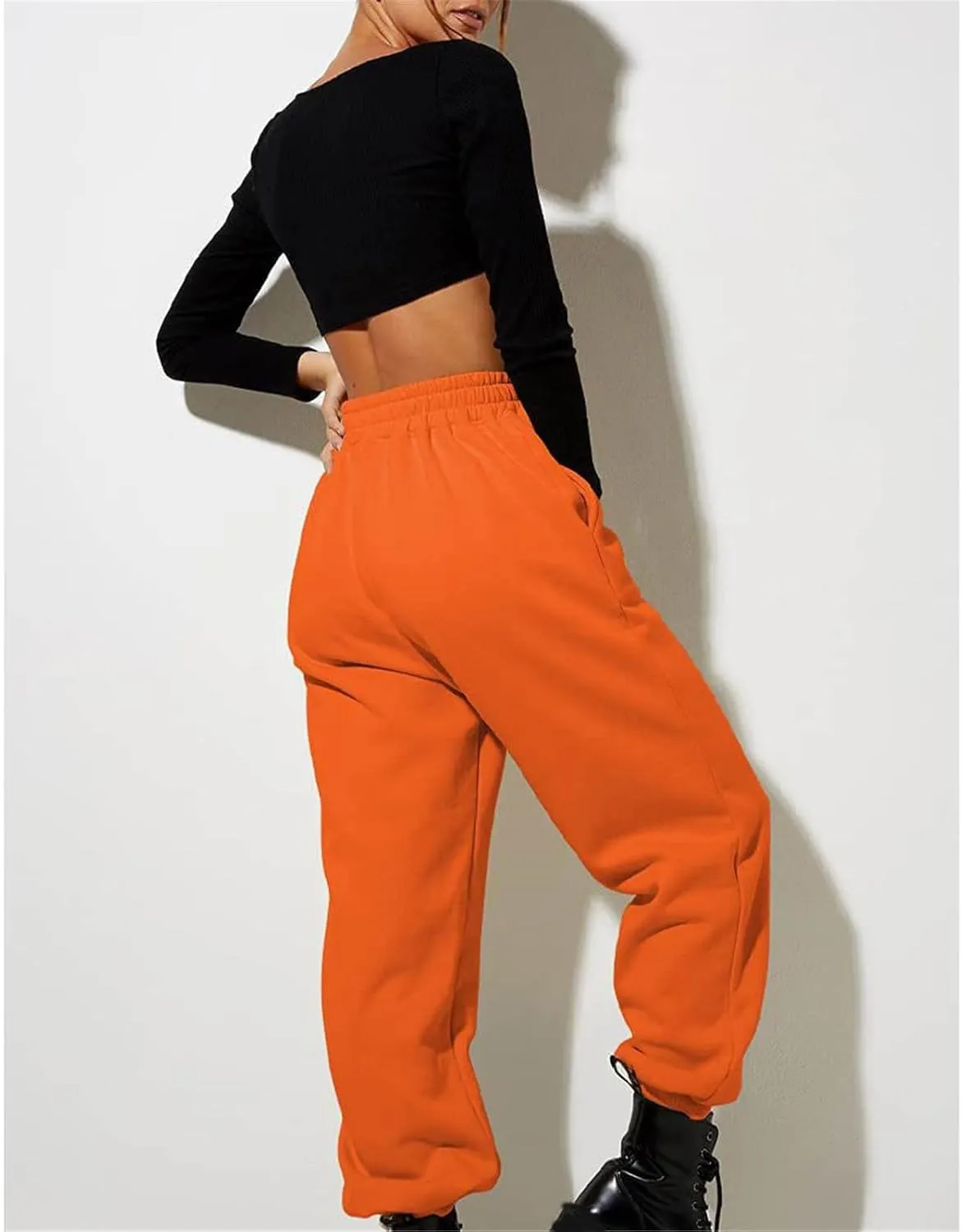 Womens Fleece Lined Sweatpants Women Printed Casual Pants Sports Closed Waist Elastic Waist Casual Loose Sweatpants