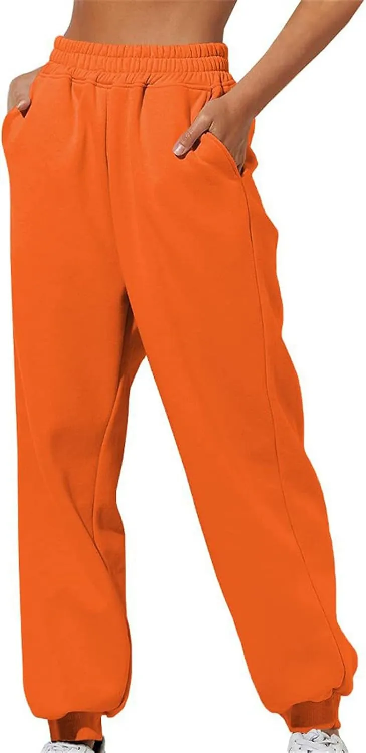 Womens Fleece Lined Sweatpants Women Printed Casual Pants Sports Closed Waist Elastic Waist Casual Loose Sweatpants