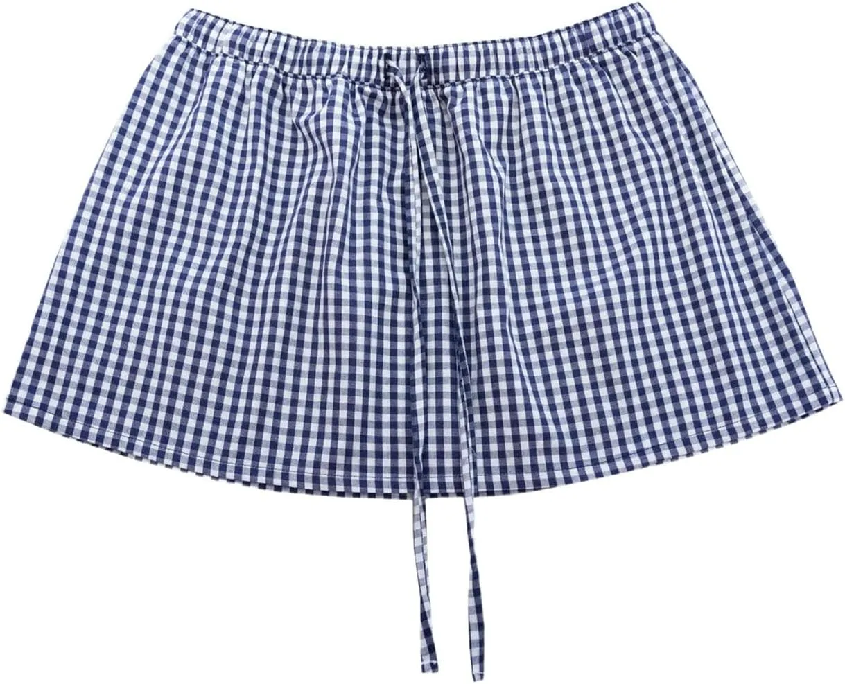 Womens Gingham Mini Skirts Y2k Going Out Elastic Waistband Plaid Checkered Streetwear Cute Summer Boxer Short Skirt