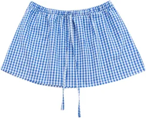 Womens Gingham Mini Skirts Y2k Going Out Elastic Waistband Plaid Checkered Streetwear Cute Summer Boxer Short Skirt