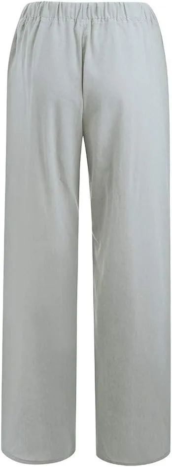 Women's Linen Pants Wide Leg Summer Pants High Waisted Palazzo Pants Comfy Beach Pants Soft Lounge Pants Trousers