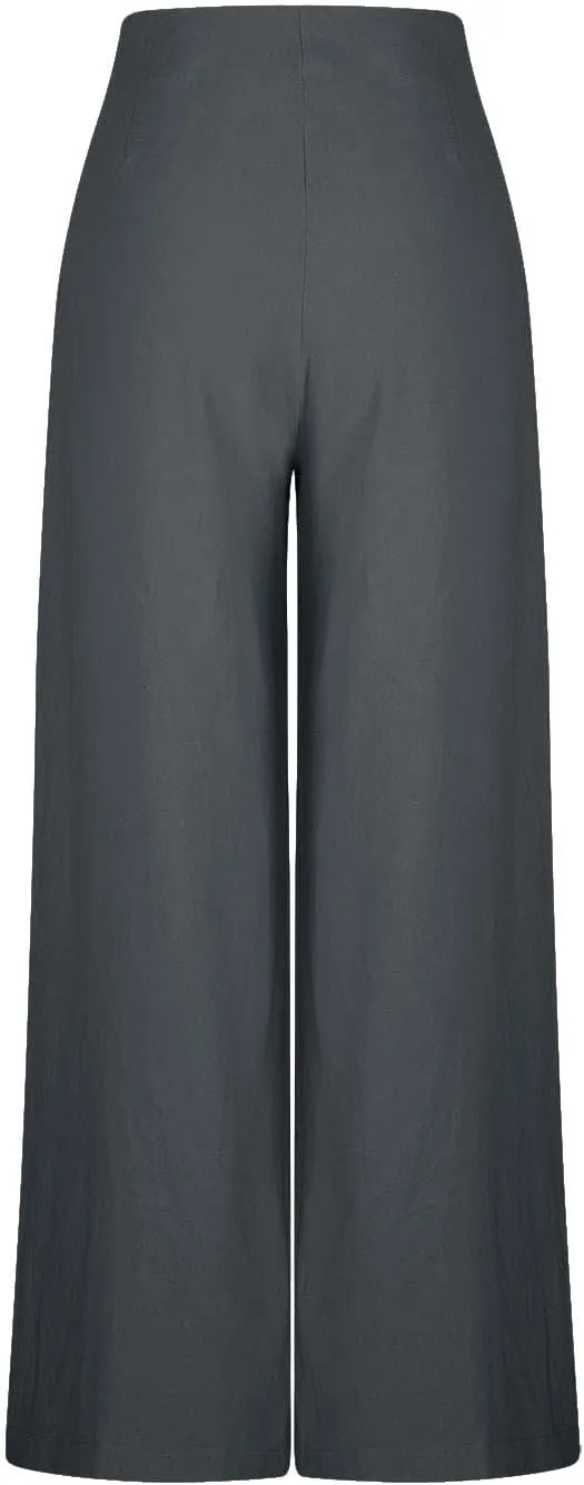 Women's Palazzo Pants Cotton Linen Wide Leg Pants High Waisted Dress Pants Solid Flowy Pants Loose Fit Work Pants