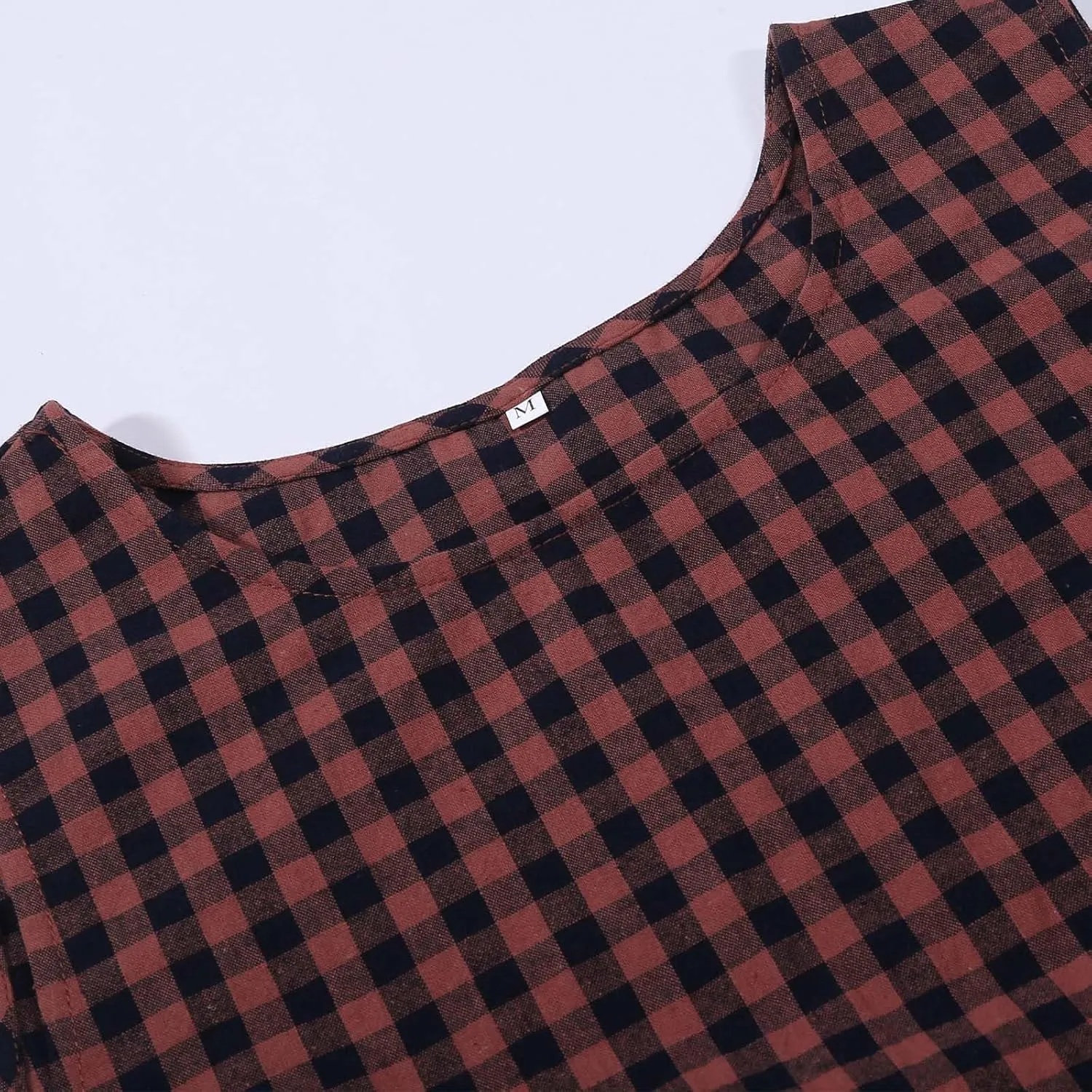 Womens Plaid 2 Pieces Lounge Pants Sets Y2K Sleeveless Gingham Crop Tank Top Outfits Baggy Wide Leg Barrel Loungewear Suits