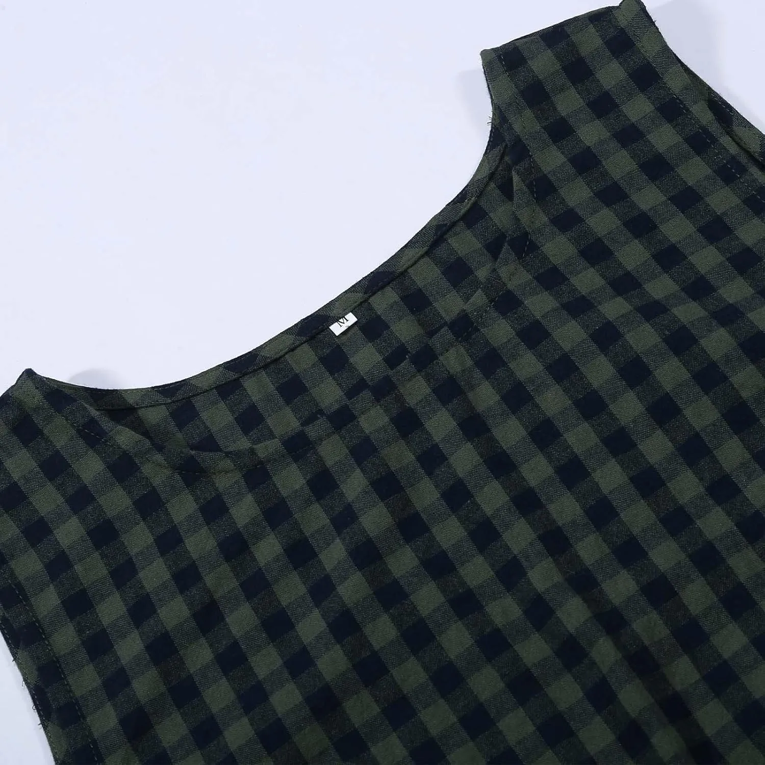 Womens Plaid 2 Pieces Lounge Pants Sets Y2K Sleeveless Gingham Crop Tank Top Outfits Baggy Wide Leg Barrel Loungewear Suits