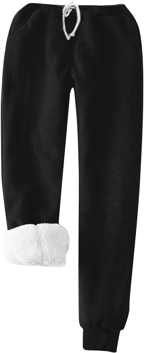 Womens Sherpa Lined Lounge Set 2 Piece Outfits Fleece Pullover Tops with Pants Loungewear Soft Warm Cozy Pajamas Sets