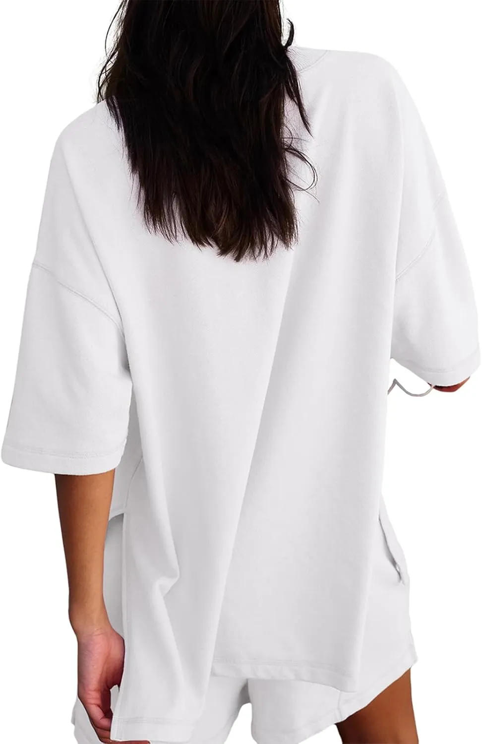 Womens Shorts Sets 2 Piece Outfits Summer 2025 Half Sleeve Crew Neck Cotton Lounge Sets Matching Clothing