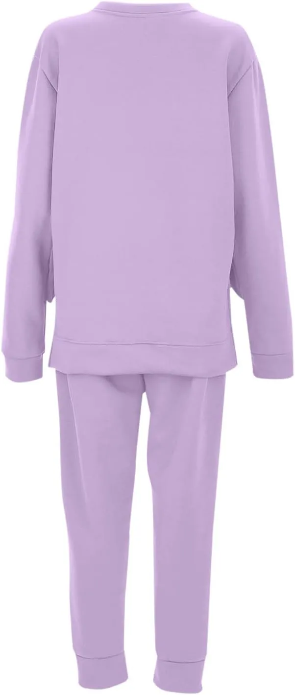 Womens Sweatsuits 2 Piece Set Fleece Lined Lounge Sets High Low Side Split Sweatshirt Joggers with Pockets