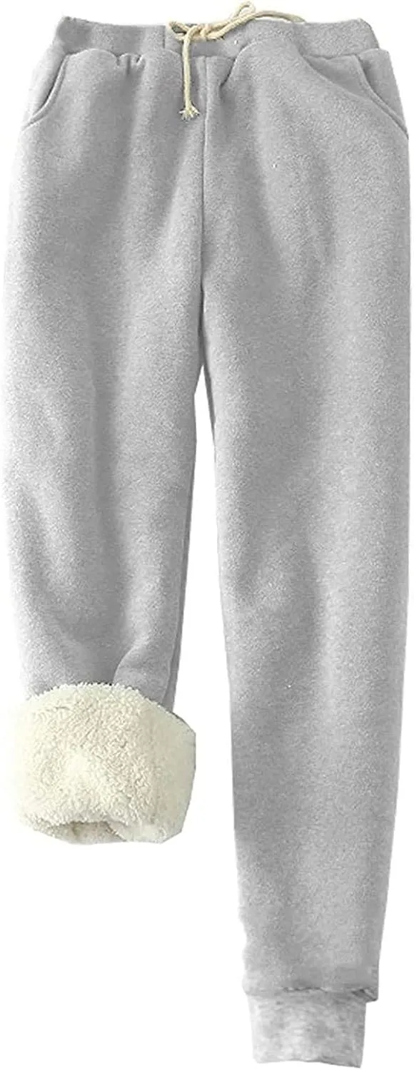 Womens Two Piece Sets Fleece Lined Sweatsuit Soft Warm Sherpa Sweatshirts and Sweatpants 2 Piece Lounge Sets