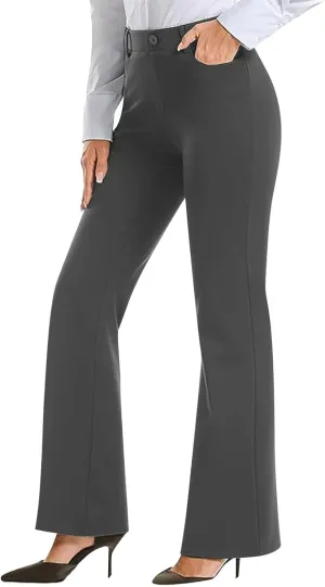Womens Work Pants Business Casual Dress Pants Bootcut Trousers Pants with Pockets Ladies High Waisted Pants