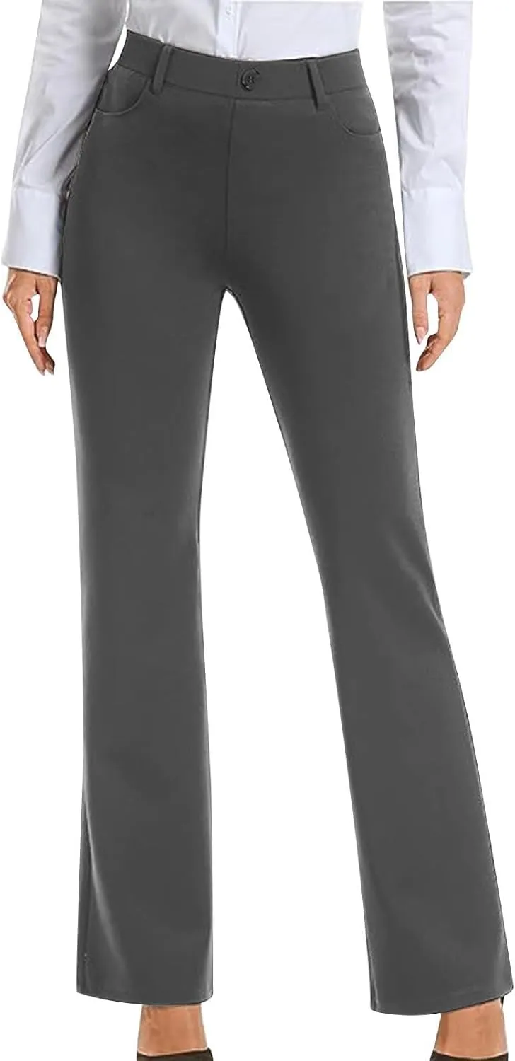 Womens Work Pants Business Casual Dress Pants Bootcut Trousers Pants with Pockets Ladies High Waisted Pants