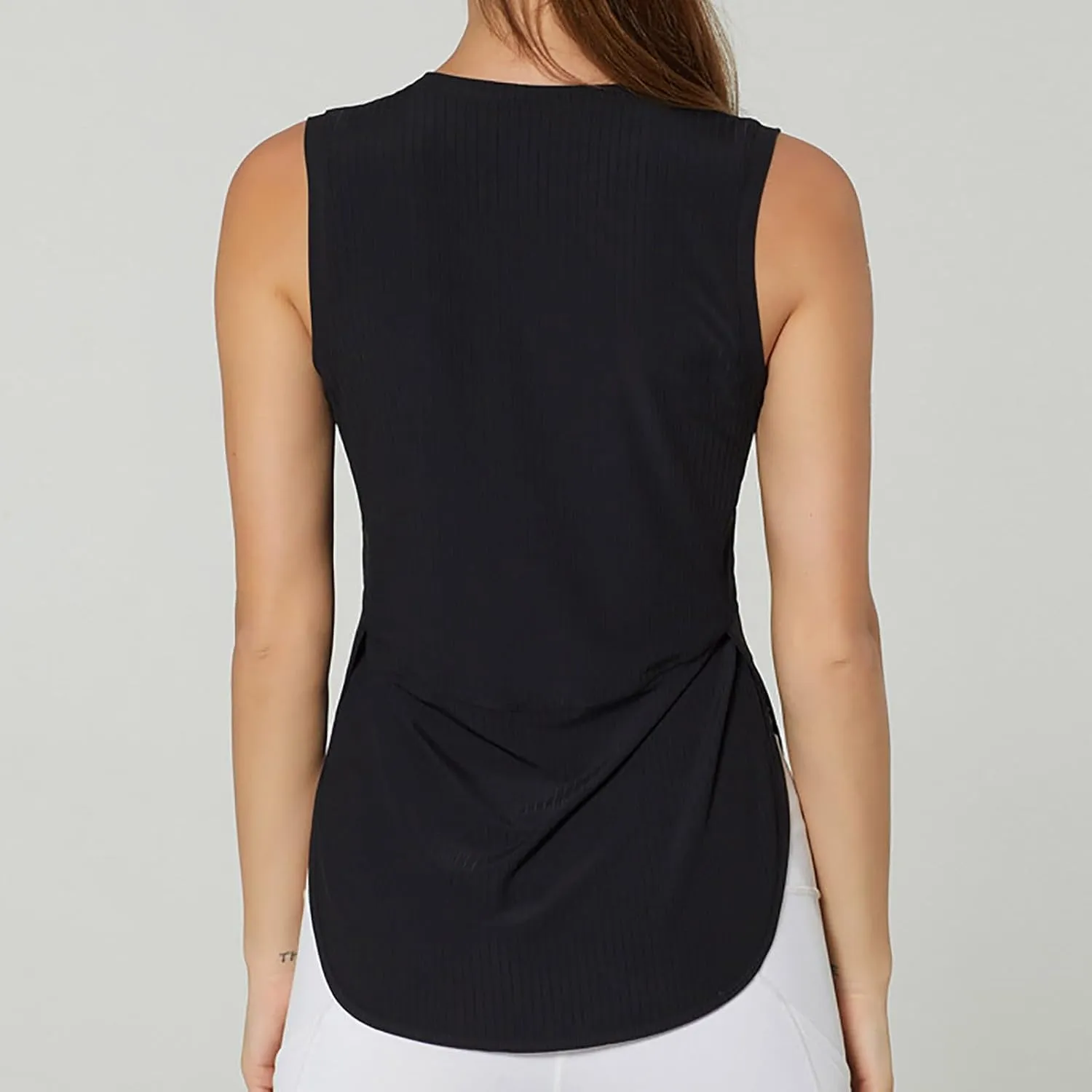 Workout Tank Tops for Woman Quick Dry Running Athletic Tanks High Low Hem Side Slit Yoga Vest Sports Exercise Tops