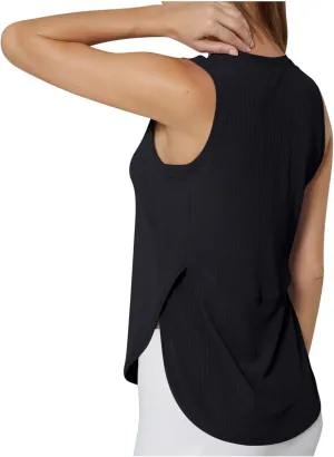 Workout Tank Tops for Woman Quick Dry Running Athletic Tanks High Low Hem Side Slit Yoga Vest Sports Exercise Tops