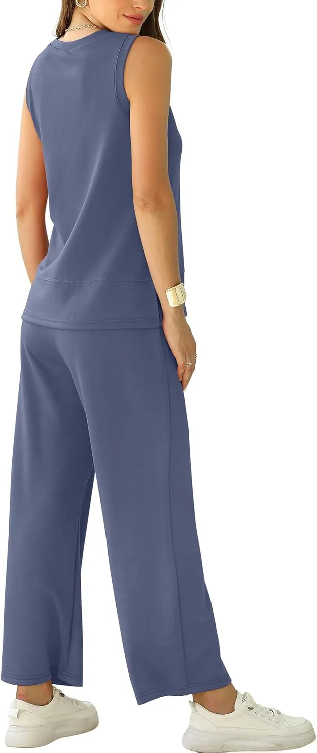 XIEERDUO Women's 2 Piece Outfits Summer Travel Tracksuit Loose Wide Leg Loungewear Comfy Lounge Sets S-3XL